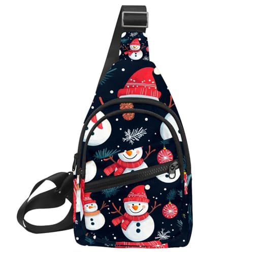 Frohe Weihnachten Schneemann Sling Side Crossbody Rucksack, Mehrfarbig 09, 11.8x7x1.5in/30x18x4cm von CHENZZZZ