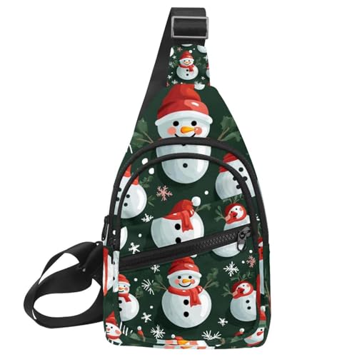 Frohe Weihnachten Schneemann Sling Side Crossbody Rucksack, Mehrfarbig 10, 11.8x7x1.5in/30x18x4cm von CHENZZZZ