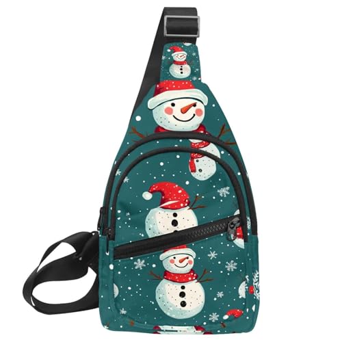 Frohe Weihnachten Schneemann Sling Side Crossbody Rucksack, Mehrfarbig 11, 11.8x7x1.5in/30x18x4cm von CHENZZZZ