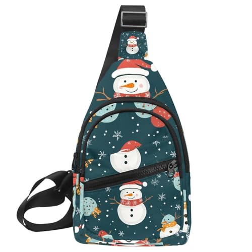 Frohe Weihnachten Schneemann Sling Side Crossbody Rucksack, Mehrfarbig 13, 11.8x7x1.5in/30x18x4cm von CHENZZZZ