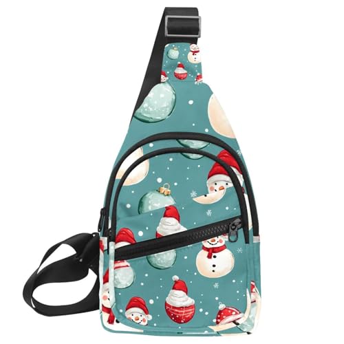 Frohe Weihnachten Schneemann Sling Side Crossbody Rucksack, Mehrfarbig 14, 11.8x7x1.5in/30x18x4cm von CHENZZZZ