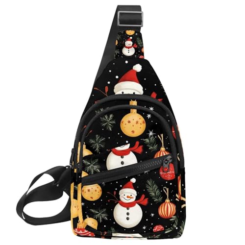 Frohe Weihnachten Schneemann Sling Side Crossbody Rucksack, Mehrfarbig 19, 11.8x7x1.5in/30x18x4cm von CHENZZZZ