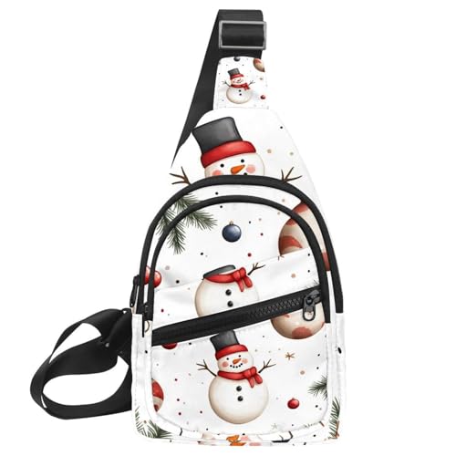 Frohe Weihnachten Schneemann Sling Side Crossbody Rucksack, Mehrfarbig 20, 11.8x7x1.5in/30x18x4cm von CHENZZZZ