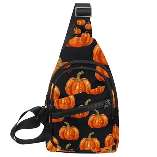 Helloween Pumkins 2_149 Brust-Tagesrucksack, Crossbody-Rucksack für Damen und Herren, Mehrfarbig 14, 11.8x7x1.5in/30x18x4cm von CHENZZZZ