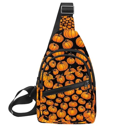 Helloween Pumkins 3_49 Kleiner Crossbody-Sling-Rucksack für Damen und Herren, Mehrfarbig 15, 11.8x7x1.5in/30x18x4cm von CHENZZZZ