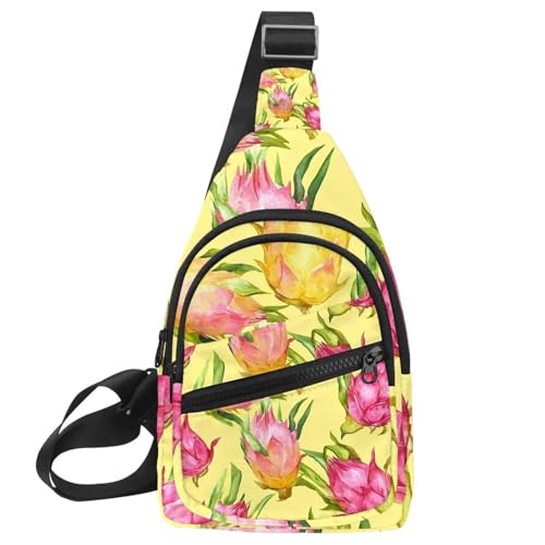 Herren Sling Rucksack, Yellow Dragon Fruits Pitaya (1), Multicolor 01, 11.8x7x1.5in/30x18x4cm von CHENZZZZ