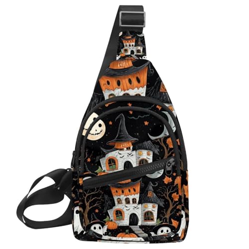Herren Sling Rucksack, süßes Vektor-Set mit Halloween-Illustrationen 2_122, Mehrfarbig 06, 11.8x7x1.5in/30x18x4cm von CHENZZZZ