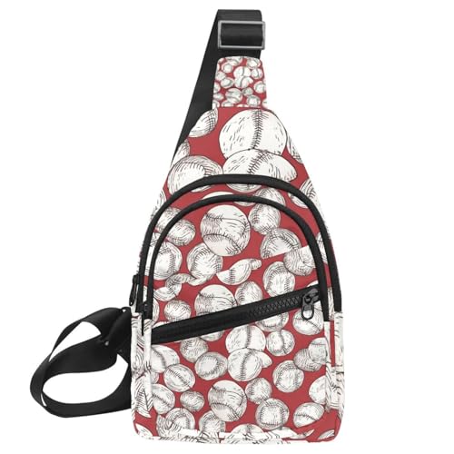 Herren Sling Rucksack Baseball Ball Hintergrund, Mehrfarbig 02, 11.8x7x1.5in/30x18x4cm von CHENZZZZ