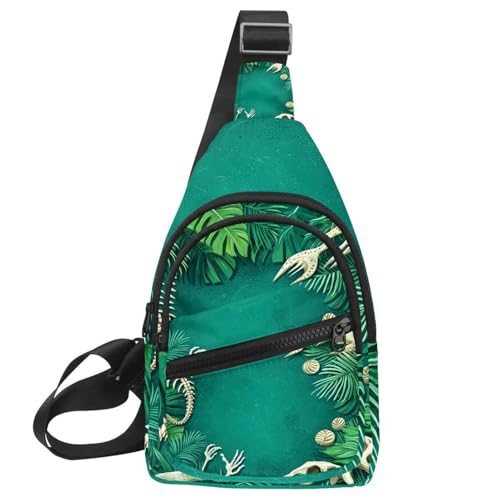 Kleine Umhängetasche, Rucksack für Damen und Herren, Dinosaurier-Fußabdruck, Brust, Tagesrucksack, Crossbody, Reisen, Sport, Wandern, Mehrfarbig 11, 11.8x7x1.5in/30x18x4cm von CHENZZZZ