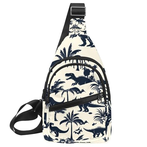 Kleine Umhängetasche, Rucksack für Damen und Herren, Dinosaurier-Fußabdruck, Brust, Tagesrucksack, Crossbody, Reisen, Sport, Wandern, Mehrfarbig 13, 11.8x7x1.5in/30x18x4cm von CHENZZZZ