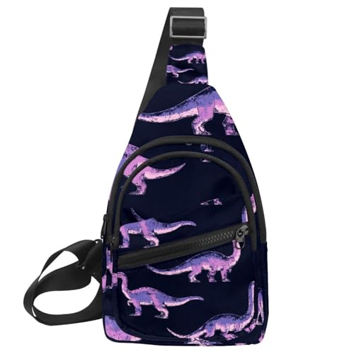 Kleine Umhängetasche, Rucksack für Damen und Herren, Dinosaurier-Fußabdruck, Brust, Tagesrucksack, Crossbody, Reisen, Sport, Wandern, Mehrfarbig 20, 11.8x7x1.5in/30x18x4cm von CHENZZZZ