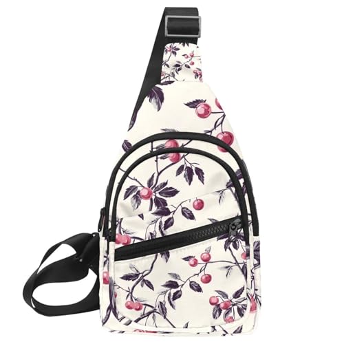 Kleiner Sling Rucksack Crossbody Sling Bag Brusttasche Daypack Cherry and Strawberry (2), Mehrfarbig 12, 11.8x7x1.5in/30x18x4cm von CHENZZZZ