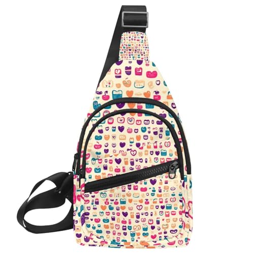 Kleiner Sling Rucksack Crossbody Sling Bag Brusttasche Daypack Grün Krokodil (32), Mehrfarbig 15, 11.8x7x1.5in/30x18x4cm von CHENZZZZ