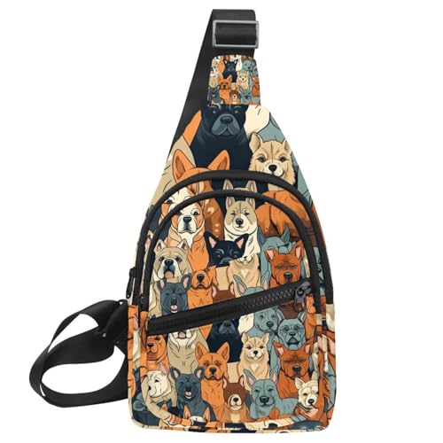 Kleiner Sling Rucksack Crossbody Sling Bag Brusttasche Daypack Katzen auf weißem Hintergrund, Mehrfarbig 09, 11.8x7x1.5in/30x18x4cm von CHENZZZZ