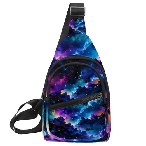 Kleiner Sling Rucksack Crossbody Sling Bag Brusttasche Daypack Sterne Nebel, Mehrfarbig 02, 11.8x7x1.5in/30x18x4cm von CHENZZZZ