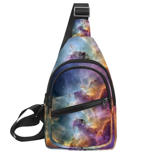 Kleiner Sling Rucksack Crossbody Sling Bag Brusttasche Daypack Sterne Nebel, Mehrfarbig 20, 11.8x7x1.5in/30x18x4cm von CHENZZZZ