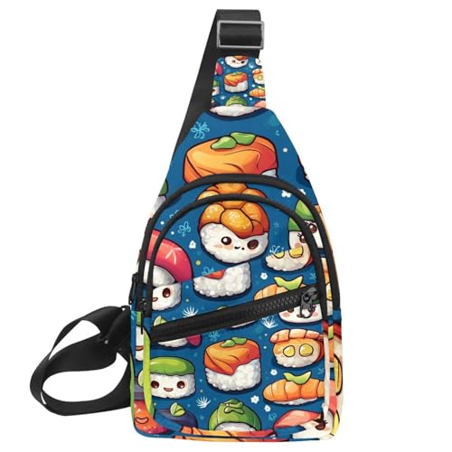 Kleiner Sling Rucksack Crossbody Sling Bag Brusttasche Tagesrucksack Kirschbeeren und Blumen (2), Mehrfarbig 14, 11.8x7x1.5in/30x18x4cm von CHENZZZZ