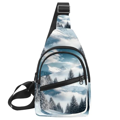 Misty Beech Forest on The Mountain (2) Kleiner Crossbody-Rucksack für Damen und Herren, Mehrfarbig 14, 11.8x7x1.5in/30x18x4cm von CHENZZZZ