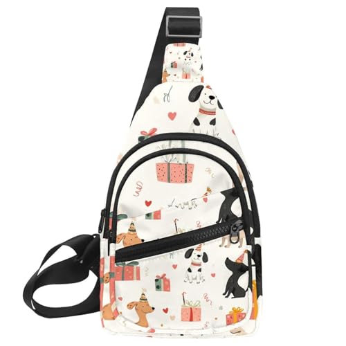 Niedliche lustige Hunde und Geschenke (2) Crossbody Tasche mit verstellbarem Schultergurt, Schultertasche für Damen und Herren, Sling Rucksack für Reisen, Radfahren, Arbeit, Sport, Mehrfarbig 05, von CHENZZZZ
