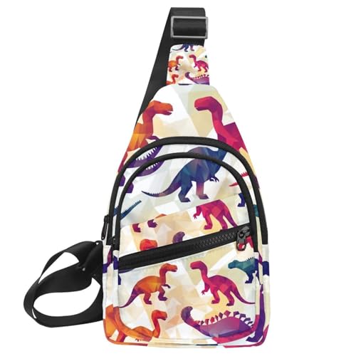Schultertasche, Rucksack, Umhängetasche, Brusttasche, Tagesrucksack für Wandern, Reisen (Dinosaurier-Silhouette (23)), Multicolor 01, 11.8x7x1.5in/30x18x4cm von CHENZZZZ