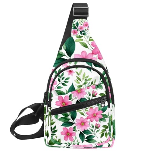 Schultertasche für Damen und Herren, Rosa Blumen mit Blättern, Umhängetasche, Rucksack, Bauchtasche, Reise-Geldbörse, Mehrfarbig 16, 11.8x7x1.5in/30x18x4cm Schultertasche für Damen und Herren, Rosa Blumen mit Blättern, Umhängetasche, Rucksack, Bauchtasche, Reise-Geldbörse, Mehrfarbig 16, 11.8x7x1.5in/30x18x4cm von CHENZZZZ