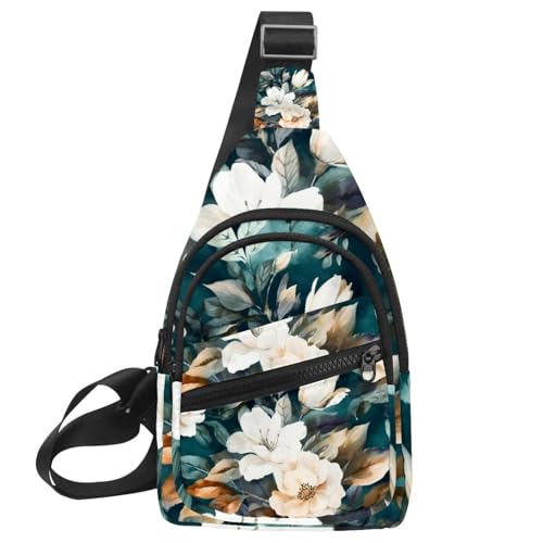 Schultertasche mit Blumenmuster und Blumen, für Damen und Herren, Umhängetasche, Rucksack, Bauchtasche, Reise-Geldbörse, Mehrfarbig 16, 11.8x7x1.5in/30x18x4cm von CHENZZZZ