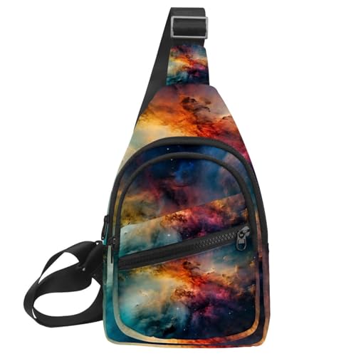 Stars Nebula Sling Side Crossbody Rucksack, Mehrfarbig 02, 11.8x7x1.5in/30x18x4cm von CHENZZZZ