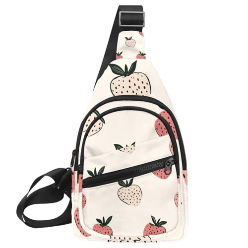 Strawberry (5) Brust-Tagesrucksack, Crossbody-Rucksack für Damen und Herren, Mehrfarbig 03, 11.8x7x1.5in/30x18x4cm von CHENZZZZ