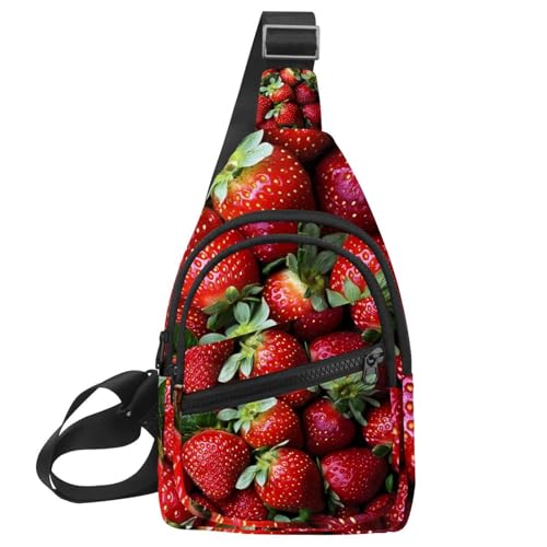 Strawberry (5) Brust-Tagesrucksack, Crossbody-Rucksack für Damen und Herren, Mehrfarbig 16, 11.8x7x1.5in/30x18x4cm von CHENZZZZ
