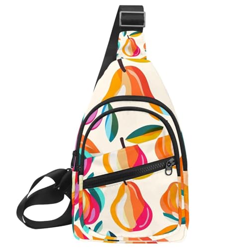 Süße bunte abstrakte Birnenfrucht (2) Schultertasche für Damen und Herren, Umhängetasche, Rucksack, Bauchtasche, Reise-Geldbörse, Mehrfarbig 02, 11.8x7x1.5in/30x18x4cm von CHENZZZZ