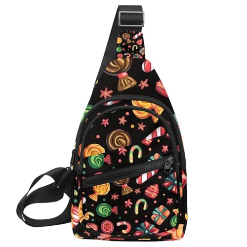 Umhängetasche für Weihnachten und Neujahr, 2 Sling-Seiten, Crossbody-Rucksack, Mehrfarbig 03, 11.8x7x1.5in/30x18x4cm von CHENZZZZ