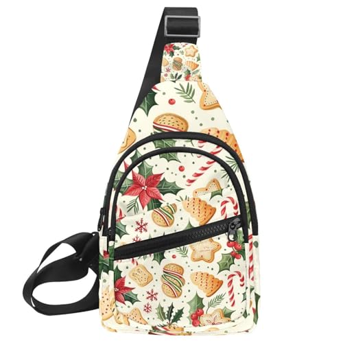 Umhängetasche für Weihnachten und Neujahr, 2 Sling-Seiten, Crossbody-Rucksack, Mehrfarbig 04, 11.8x7x1.5in/30x18x4cm von CHENZZZZ