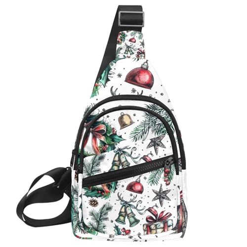 Umhängetasche für Weihnachten und Neujahr, 2 Sling-Seiten, Crossbody-Rucksack, Mehrfarbig 05, 11.8x7x1.5in/30x18x4cm von CHENZZZZ