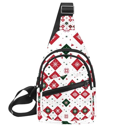 Umhängetasche für Weihnachten und Neujahr, 2 Sling-Seiten, Crossbody-Rucksack, Mehrfarbig 13, 11.8x7x1.5in/30x18x4cm von CHENZZZZ