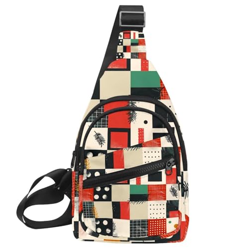 Umhängetasche für Weihnachten und Neujahr, 2 Sling-Seiten, Crossbody-Rucksack, Mehrfarbig 14, 11.8x7x1.5in/30x18x4cm von CHENZZZZ
