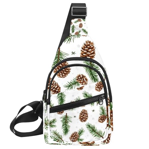 Weihnachten Golden Snowflakes 2 Crossbody Tasche mit verstellbarem Schultergurt Schultertasche für Damen und Herren Sling Rucksack für Reisen, Radfahren, Arbeit, Sport, Mehrfarbig 02, von CHENZZZZ