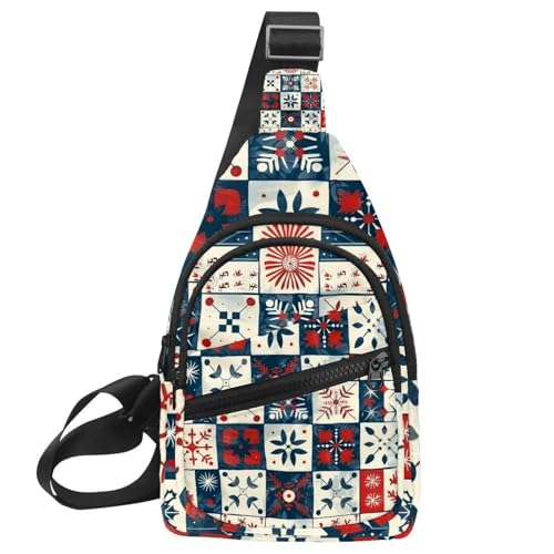 Weihnachten Golden Snowflakes 2 Crossbody Tasche mit verstellbarem Schultergurt Schultertasche für Damen und Herren Sling Rucksack für Reisen, Radfahren, Arbeit, Sport, Mehrfarbig 15, von CHENZZZZ