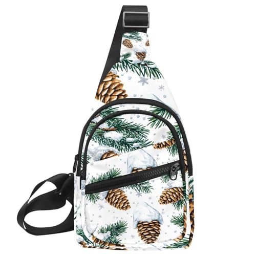 Weihnachten Golden Snowflakes 2 Crossbody Tasche mit verstellbarem Schultergurt Schultertasche für Damen und Herren Sling Rucksack für Reisen, Radfahren, Arbeit, Sport, Mehrfarbig 16, von CHENZZZZ