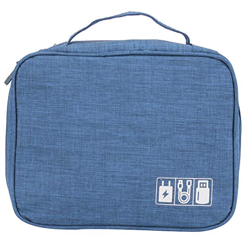 CHEOTIME Reisekabel-Organizer-Tasche, Multifunktions-Aufbewahrungstasche, elektronisches Zubehör, Kabel, Kabel, USB-Laufwerk, Organizer, Aufbewahrungshalter (Blau) von CHEOTIME