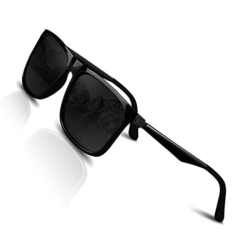 CHEREEKI Polarisierte Sonnenbrille UV400 Retro Vintage Brille für Herren und Damen (Matt-Schwarz) von CHEREEKI
