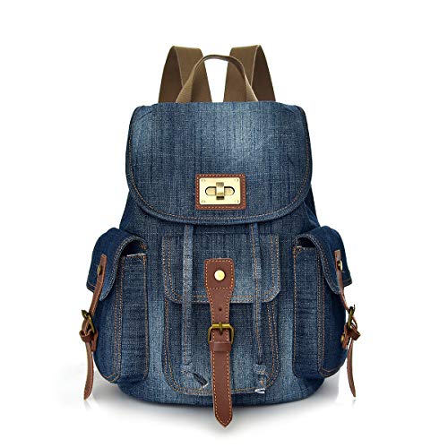 CHEREEKI Rucksack, Vintage Jeans Rucksäcke Studenten Schulrucksack Mädchen Jungen Teenager Tagesrucksack für 14 Zoll Laptops Reise Wandern Daypack Outdoorrucksack von CHEREEKI