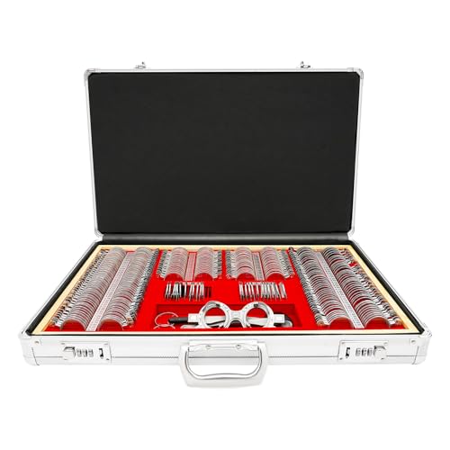 CHERIPOLI 266pcs Metallrand Prisma Trial Lens Set, Beutel 266 Pcs Testlinsen-Set, für MRT Optiker und Augenkliniken, Objektivtasche Optometrie Ausrüstung Optische von CHERIPOLI