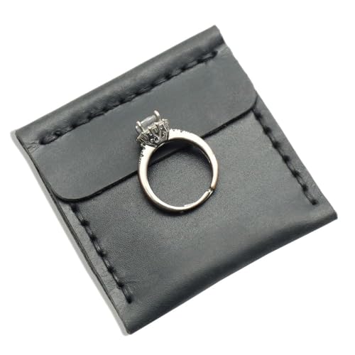CHERISHTHELABEL Leder Ring Tasche Ehering Etui Verlobungsring Tasche Ring Träger handgefertigt für Antrag Verlobung Hochzeit Zeremonie Geburtstag Geschenk Anthrazit Schwarz von CHERISHTHELABEL
