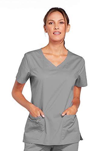 CHEROKEE Damen Workwear Core Stretch V-Ausschnitt Scrubs Shirt - Grau - XX-Large von CHEROKEE