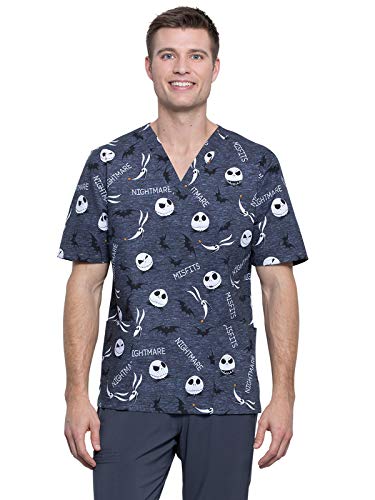 CHEROKEE Tooniforms V-Neck Kasack, Schlupfhemd mit Motiv Nightmare Halloween Herren Damen (M) von Cherokee