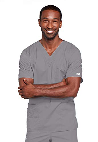 CHEROKEE Workwear Core Stretch Herren & Damen Scrubs Top V-Ausschnitt 4725, grau, Mittel von CHEROKEE