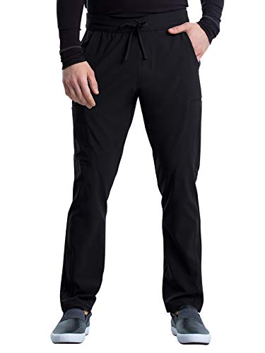 CHEROKEE iFlex Men Scrubs Pant Tapered Leg Drawstring Cargo CK006S, M Short, Black von Cherokee