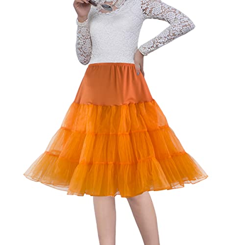 CHERRY LOVE Knielanger Petticoat, 50er Jahre, Vintage-Unterrock, 66 cm, Krinoline, Petticoat, kurze Slips, Orange/Abendrot im Zickzackmuster (Sunset Chevron), 3X-Large-6X-Large Plus von CHERRY LOVE