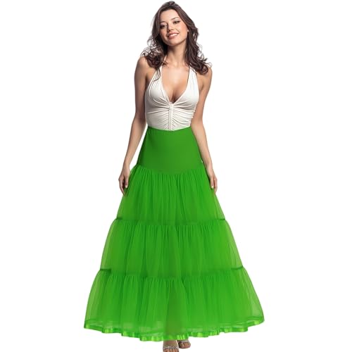 CHERRY LOVE Langer Petticoat knöchellanger Unterrock für Hochzeitskleid, volle Länge, Krinoline-Slip, Grün , XX-Large-4X-Large Plus von CHERRY LOVE