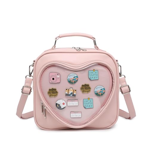 CHERRY SAUCE Dopamine Color Ita Bag Mehrzweck-Rucksack, Umhängetasche, Herz-Geldbörse, Kawaii-Pin-Display, 17-rosa von CHERRY SAUCE